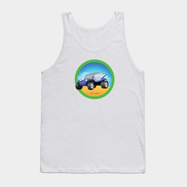 Blue Dune Buggy Side in Green Tank Top by PauHanaDesign